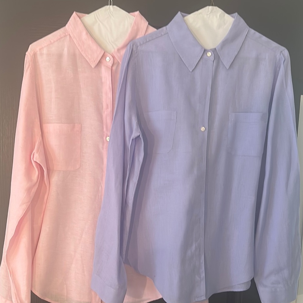 Lily Pulitzer Pink and Lilac Linen Button-Up Shirts